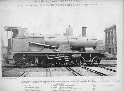 <b>Locomotive compound express à 6 roues couplées</b><br>de la Compagnie de l'Ouest
